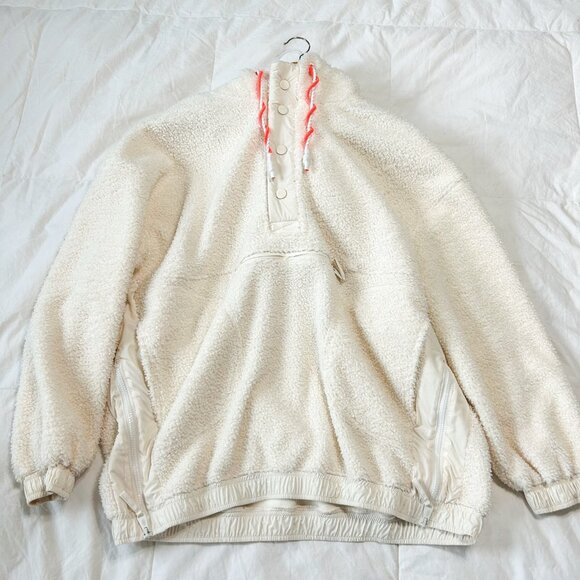 Free People FP Movement Was She Fuzzy Sherpa White Cream Hoodie Pullover Sz S - Picture 5 of 12